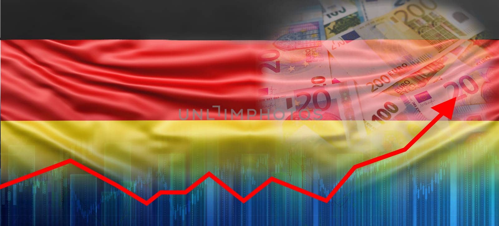 Financial graph of German economic recovery. Germany economy growth on financial graph