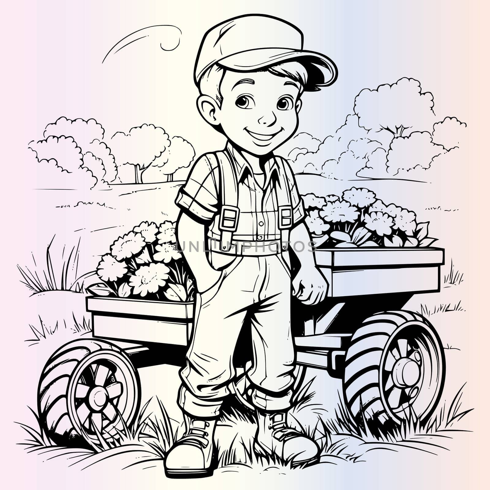 Farmer Coloring Page For Kids