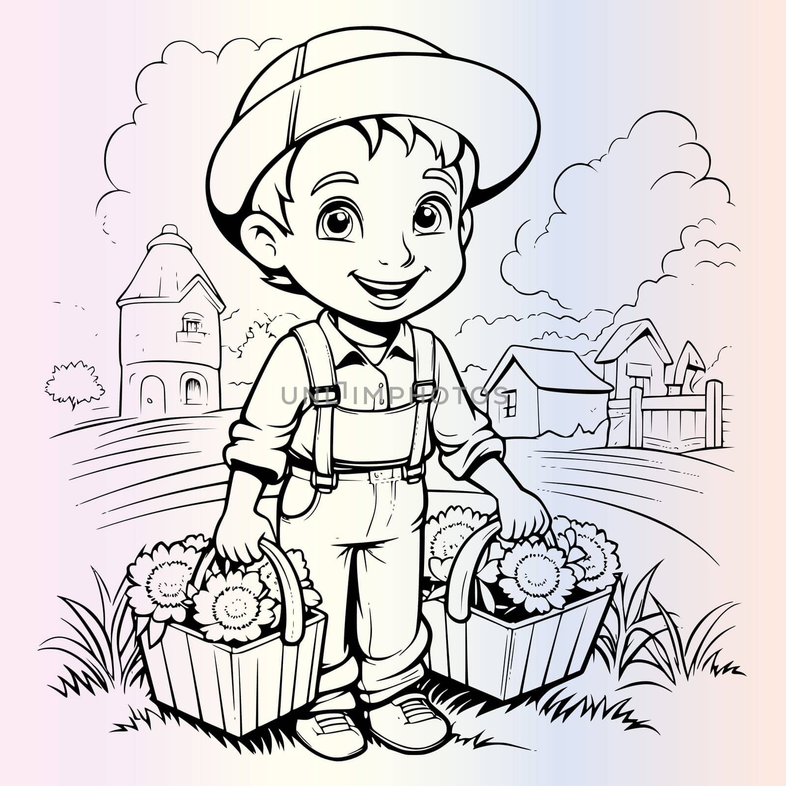 Farmer Coloring Page For Kids
