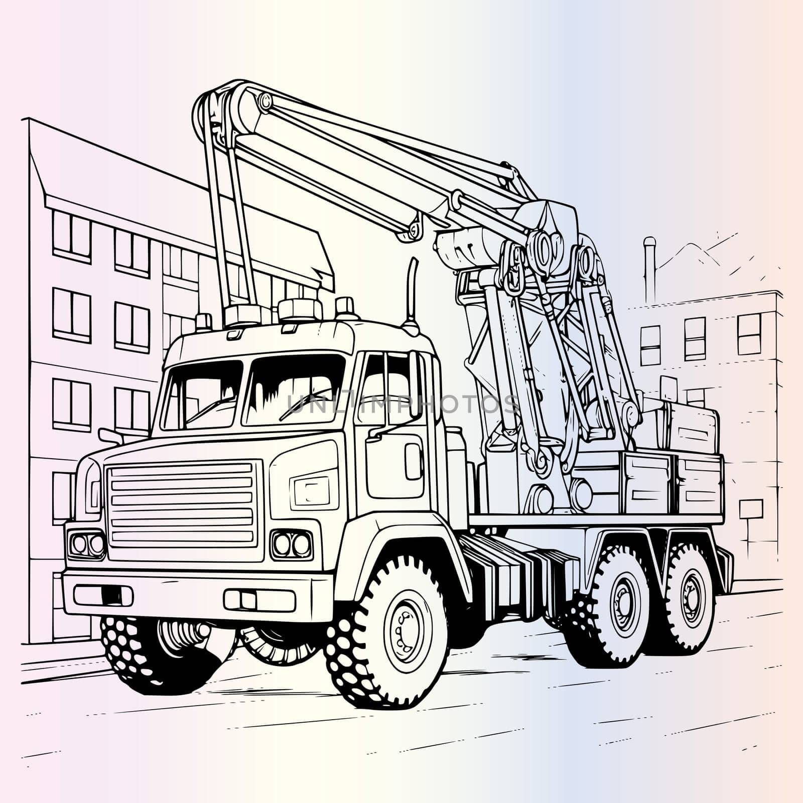 Engineering Vehicle Truck Coloring Pages Drawing for Kids