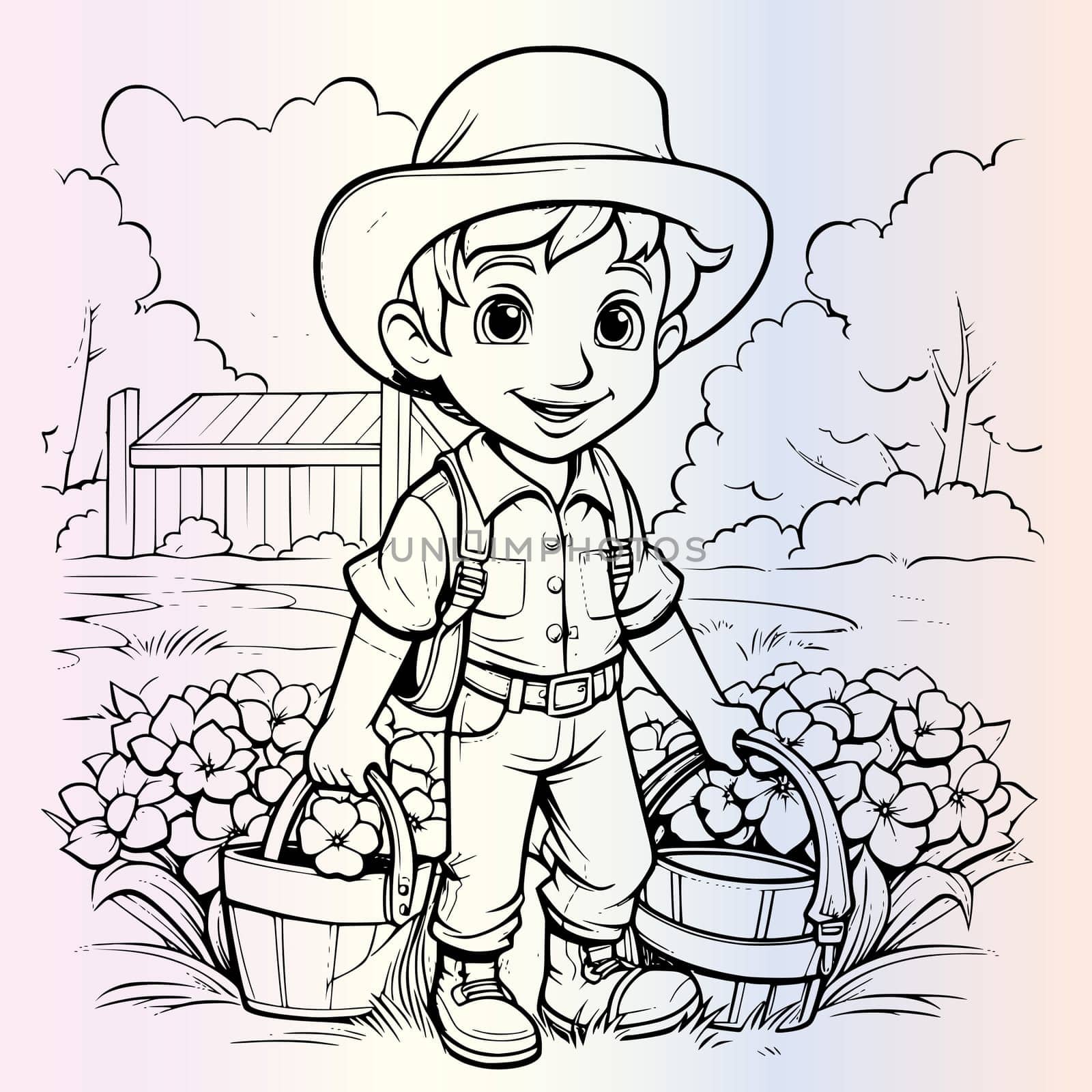 Farmer Coloring Page For Kids