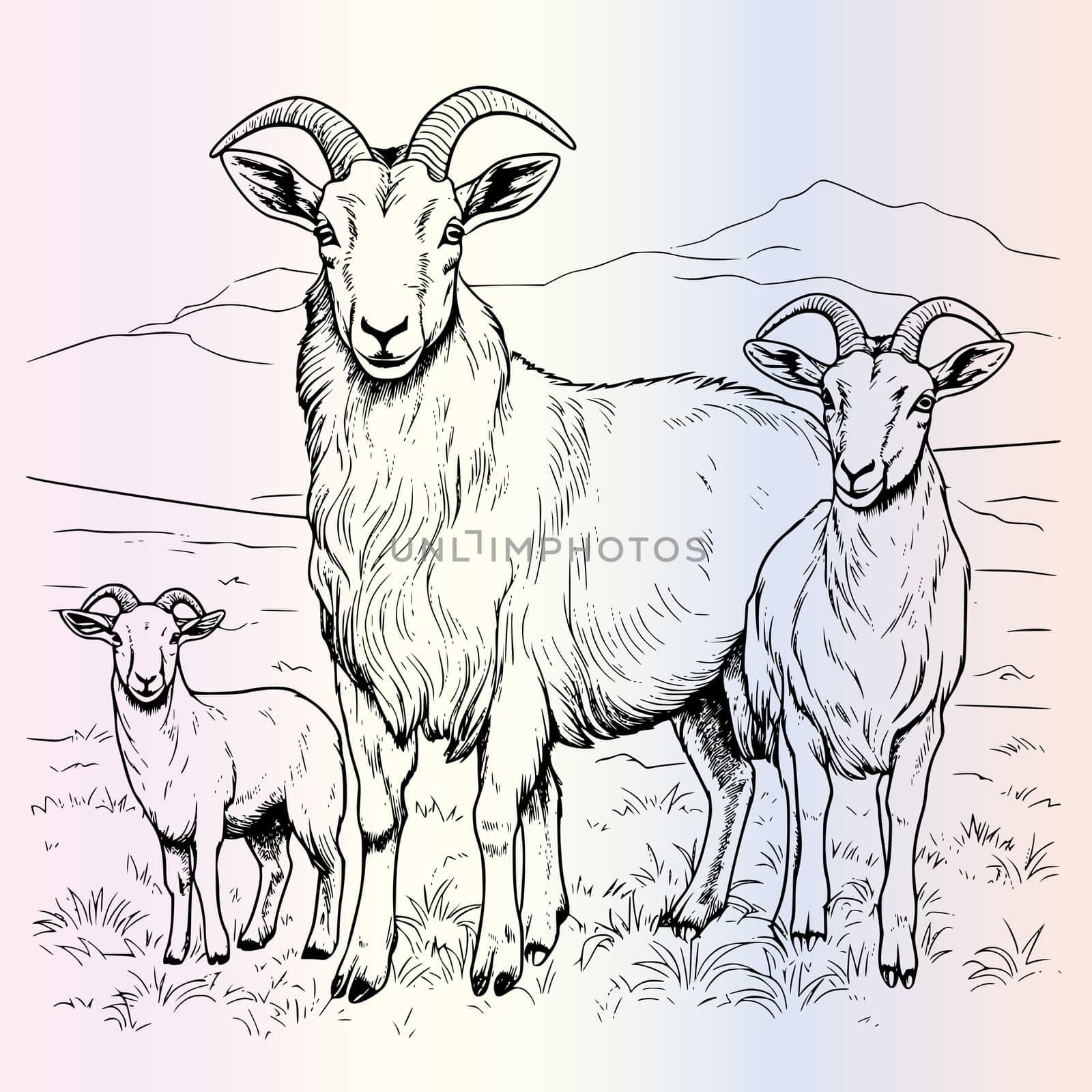 Family Of Goats Coloring Pages Drawing For Kids