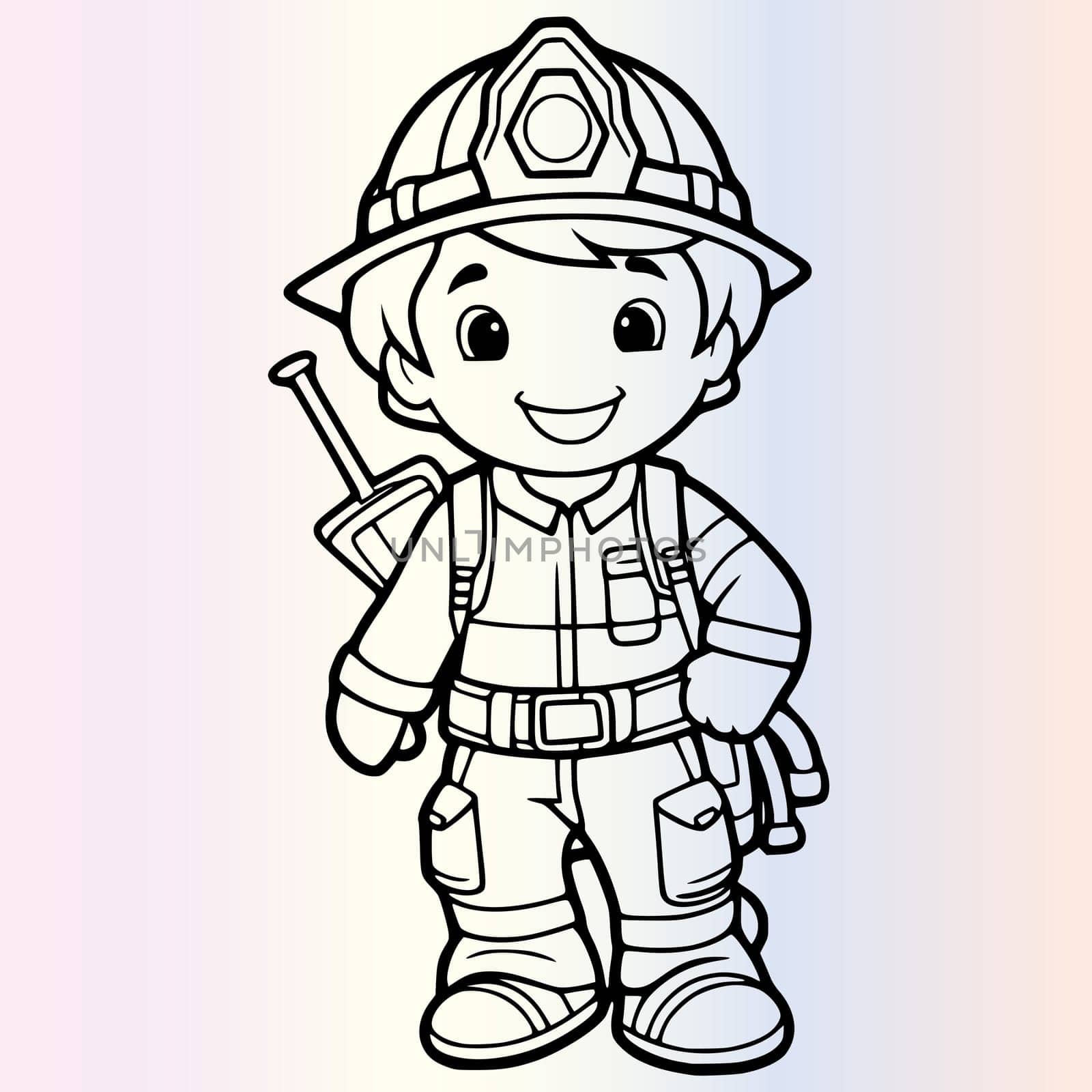 Firefighter Coloring Page For Kids