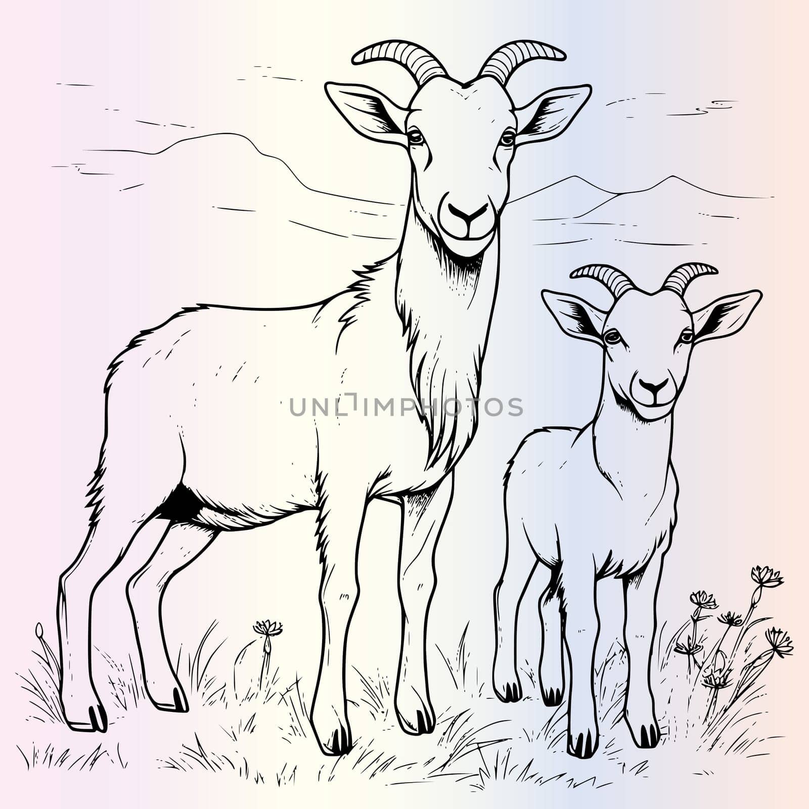 Family Of Goats Coloring Pages Drawing For Kids