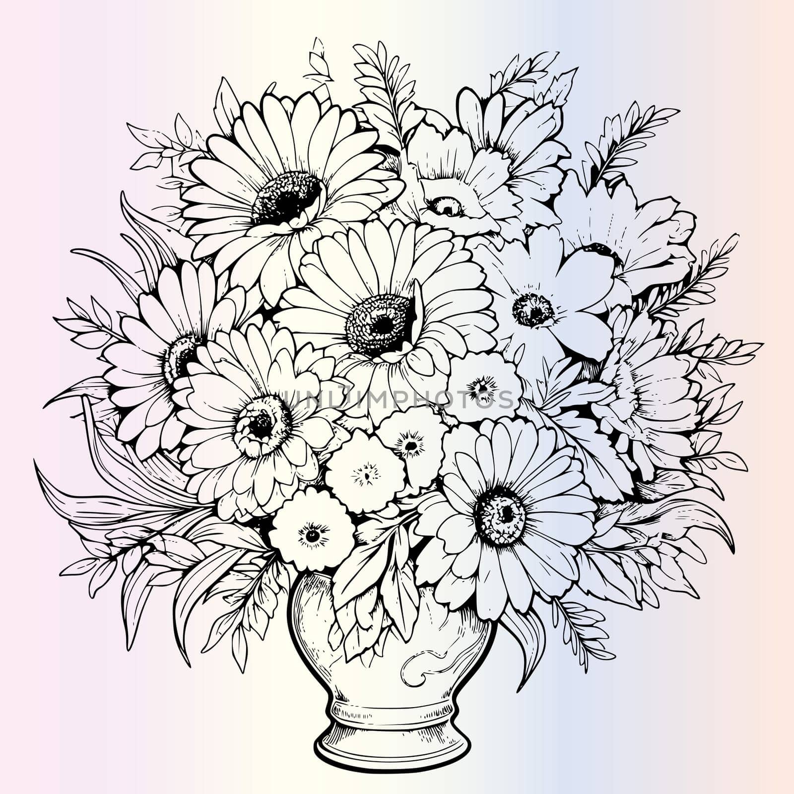 Flowers Bouquet Coloring Page For Kids