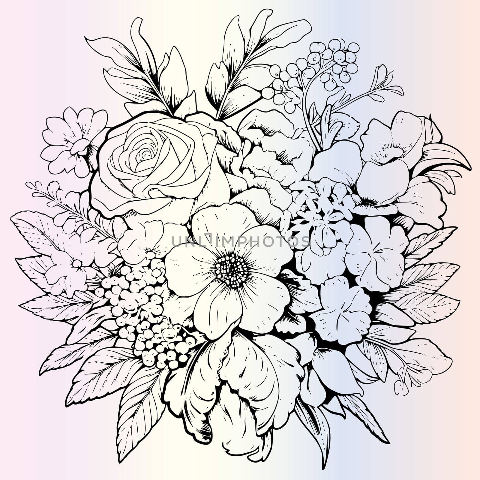 Flowers Bouquet Coloring Page For Kids