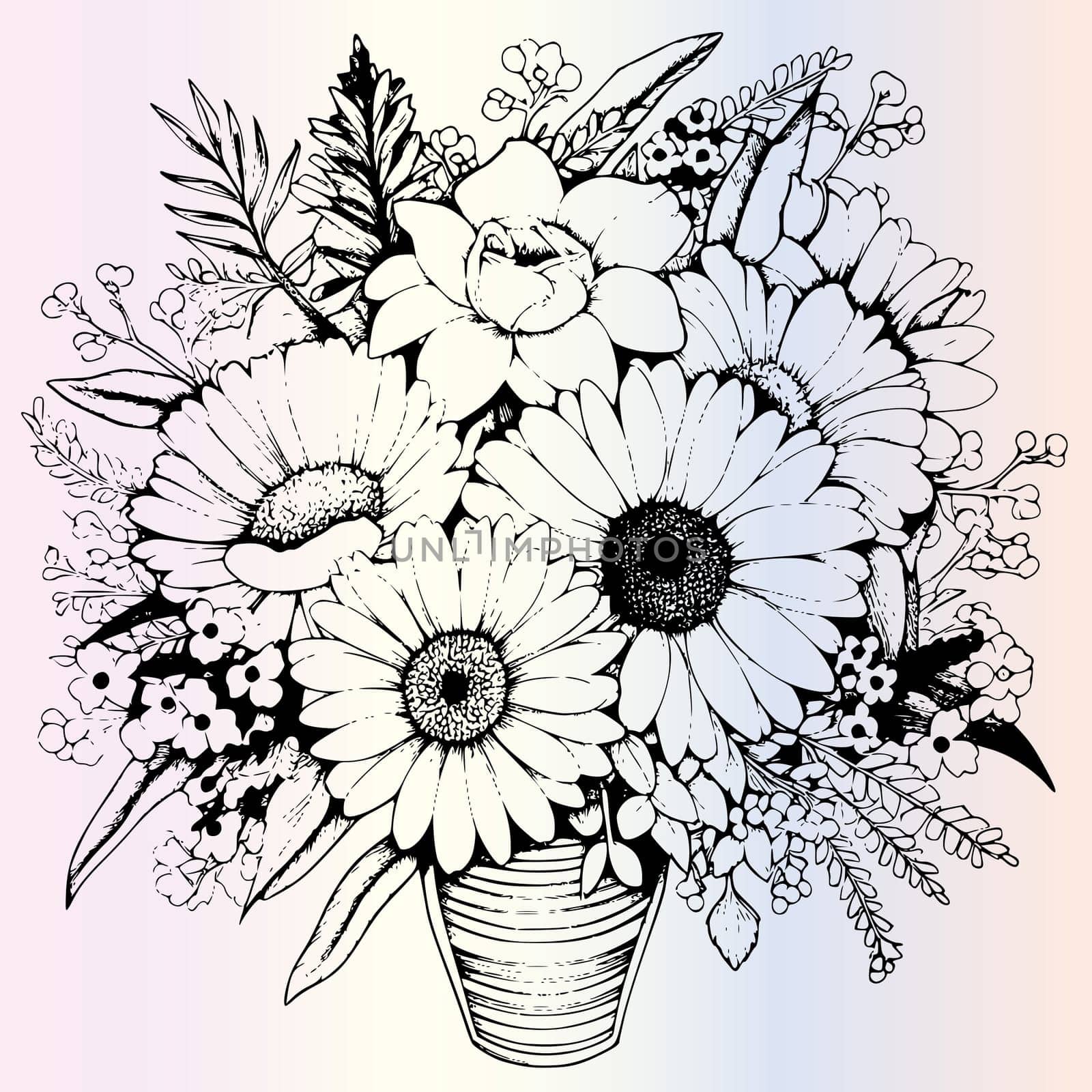 Flowers Bouquet Coloring Page For Kids