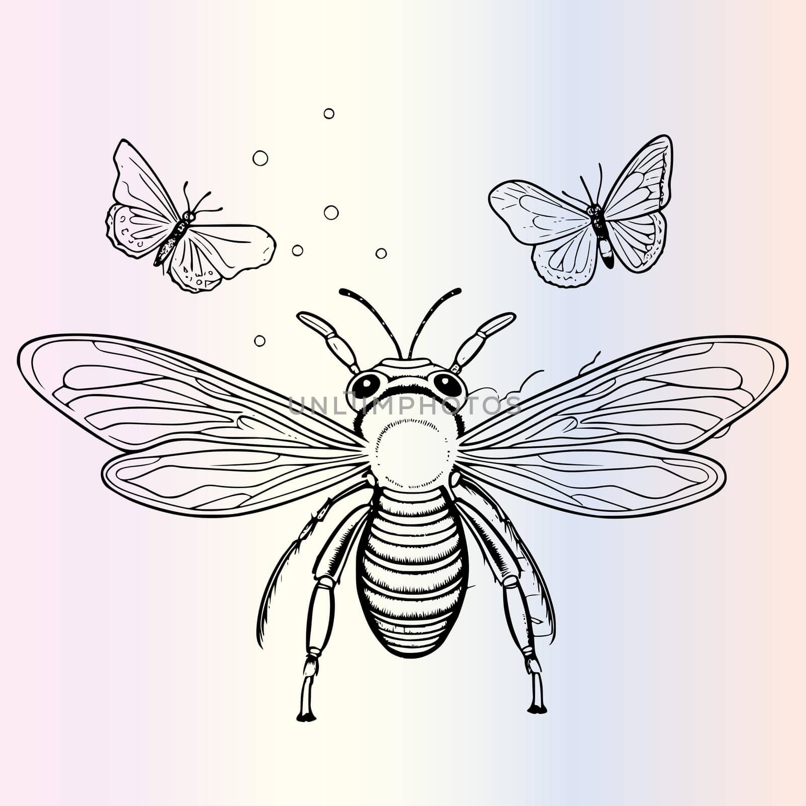 Fireflies Cute Little Girl Coloring Page for Kids