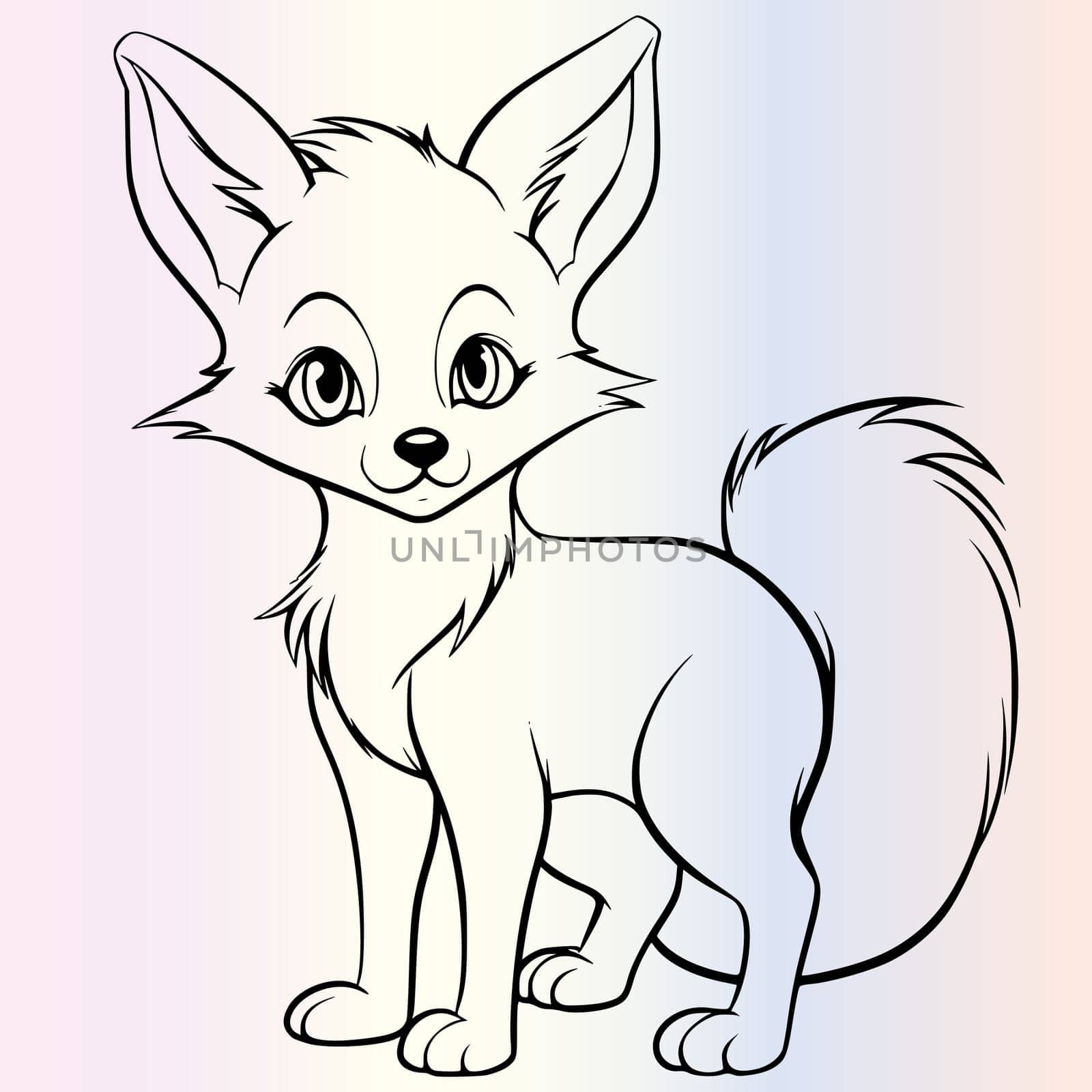 fox cartoon coloring page for kids