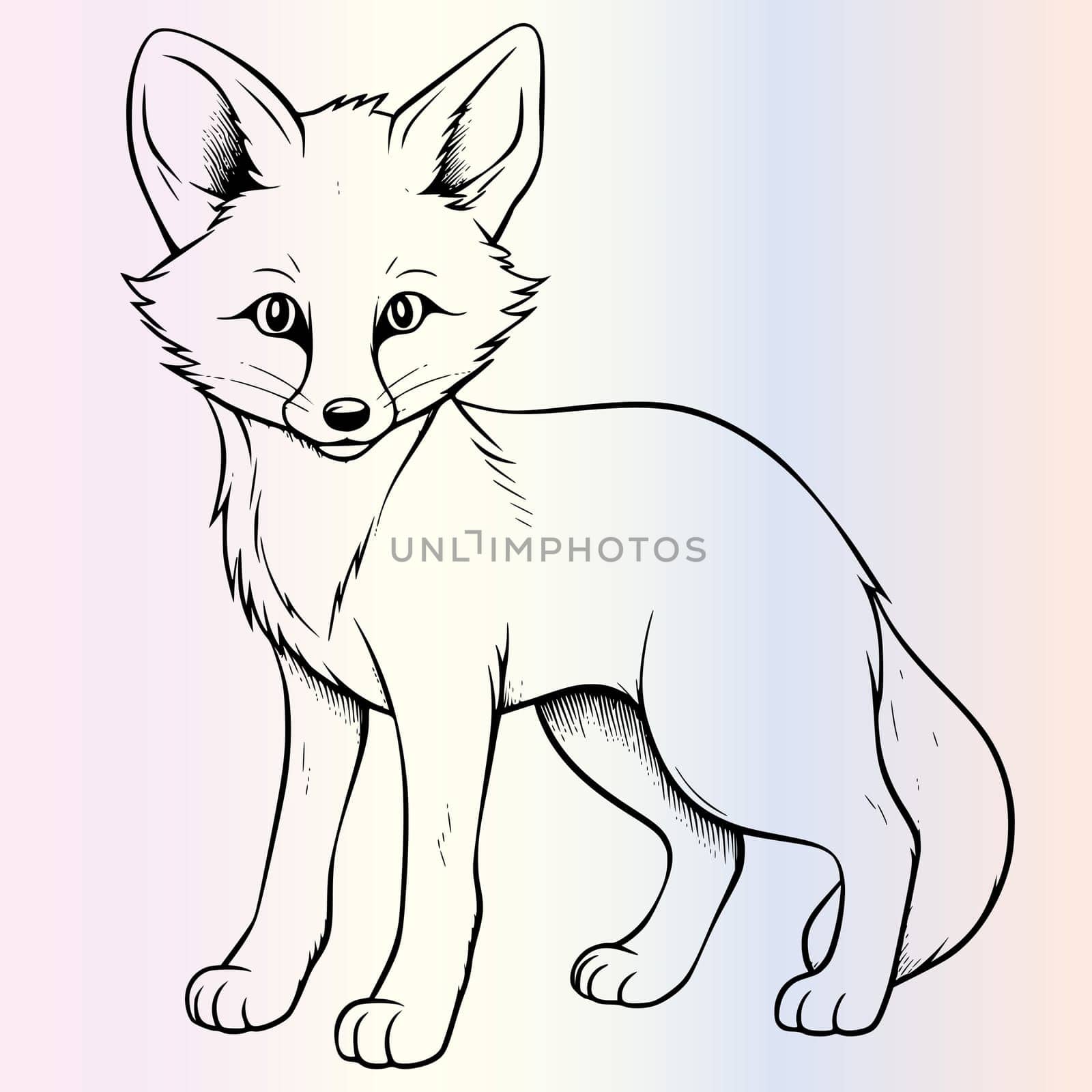 fox cartoon coloring page for kids