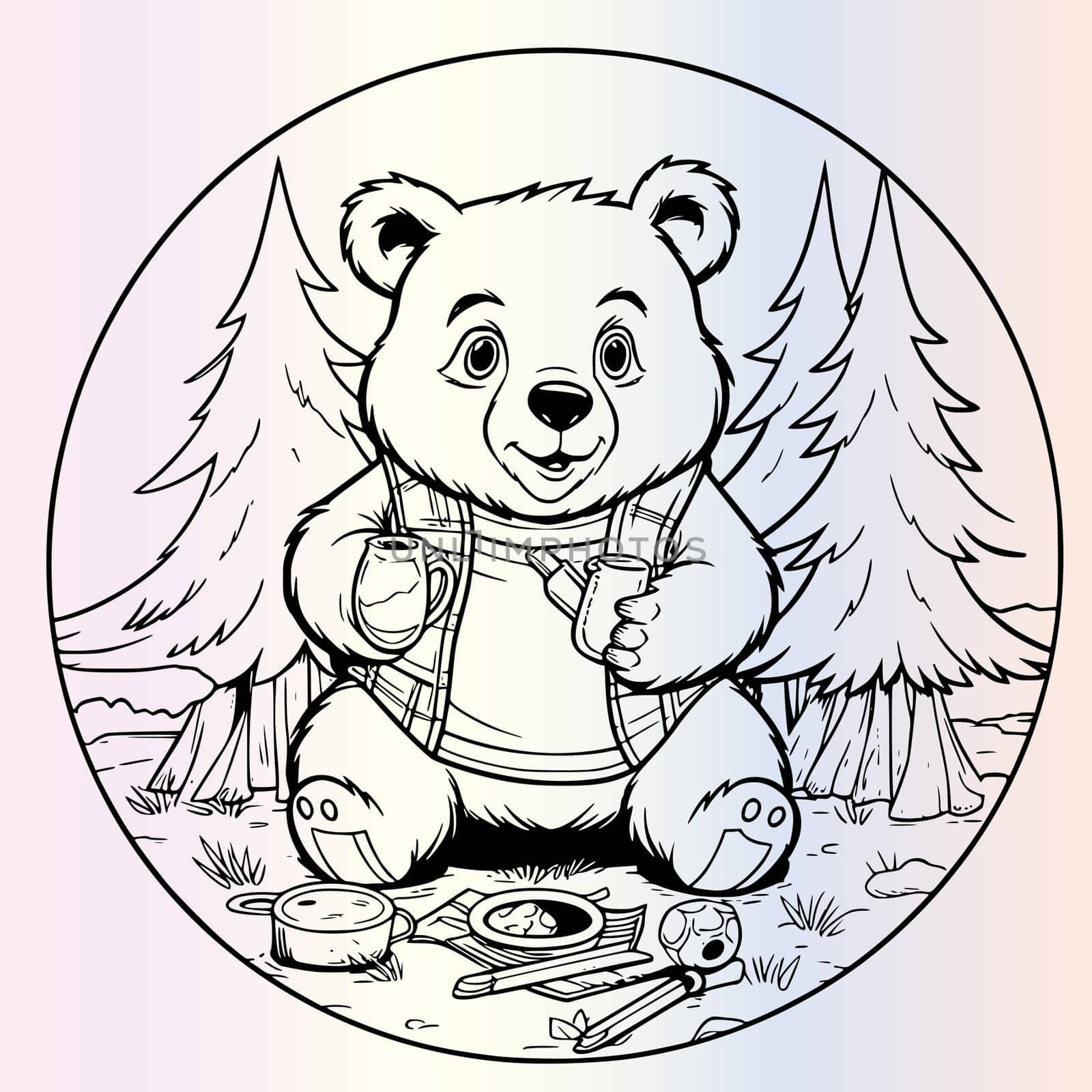 Funny Bear With Camping