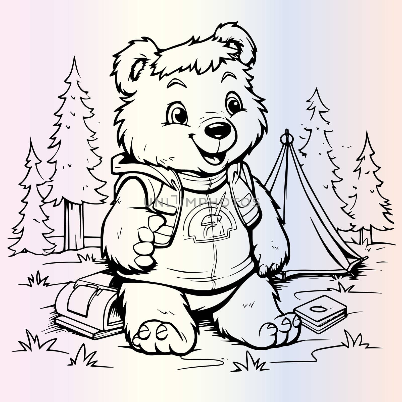 Funny Bear With Camping
