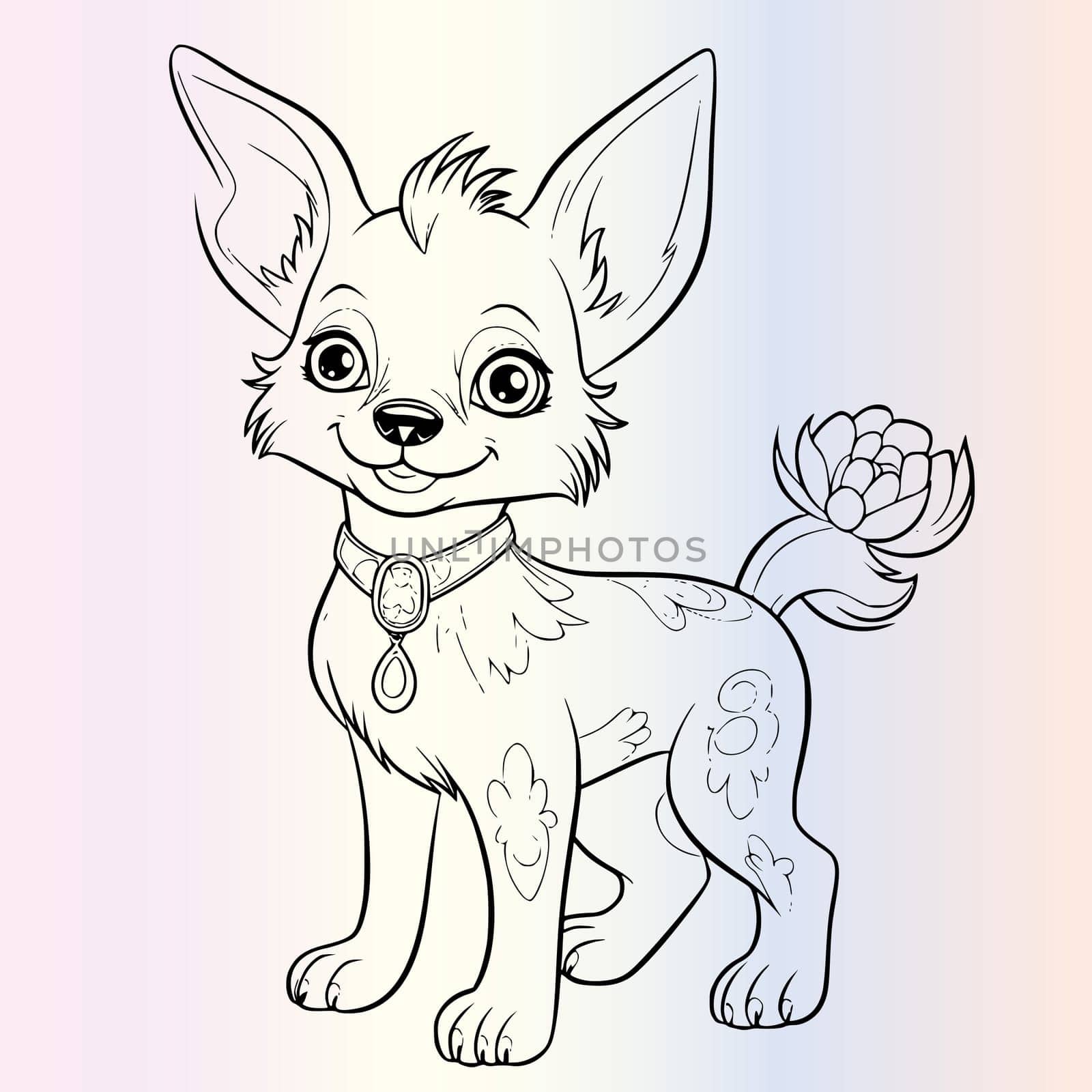 Funny Chihuahua Dog Coloring Page Drawing For Kids
