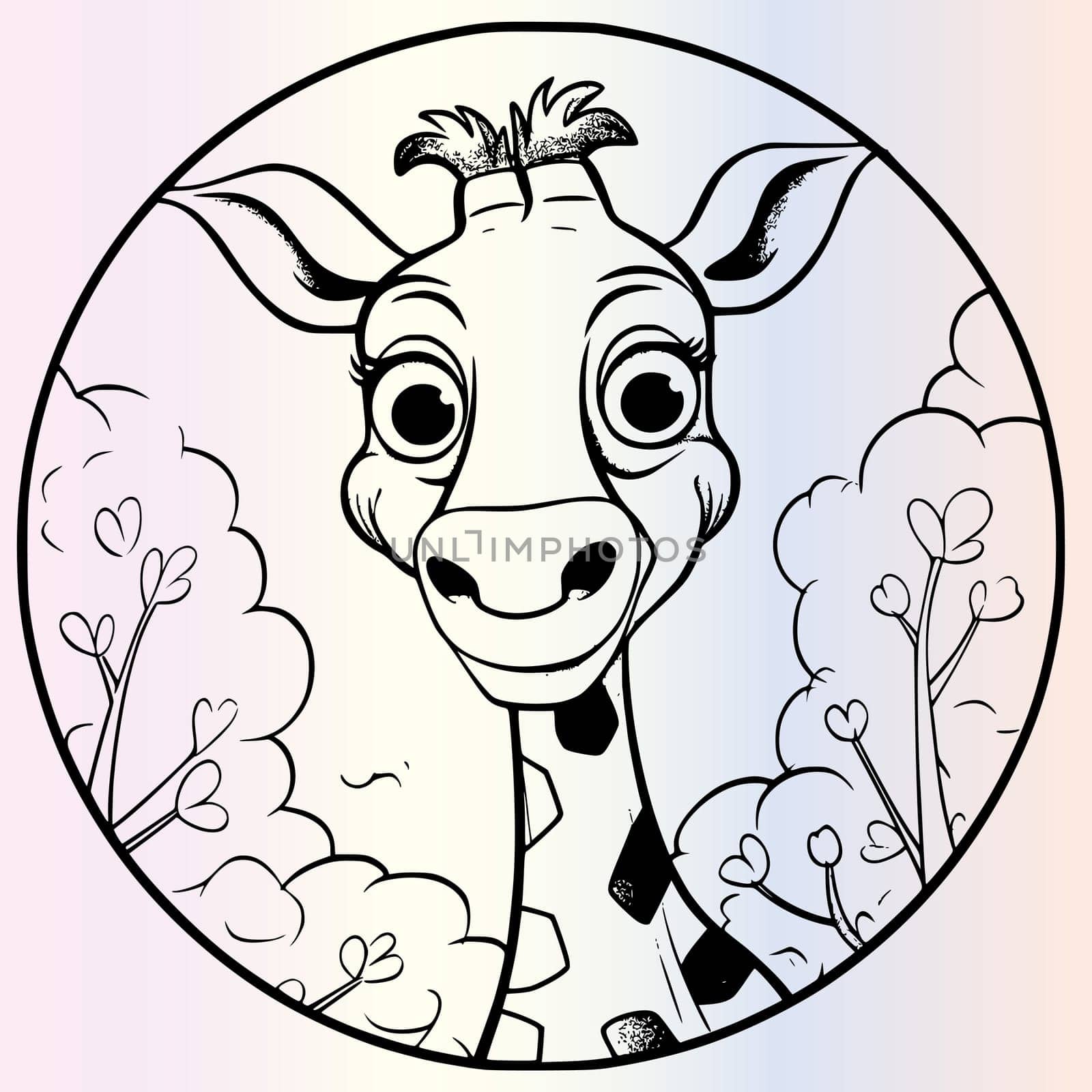 Funny Giraffe Coloring Page Drawing For Kids