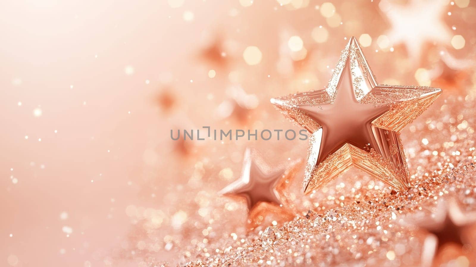 Rose Gold Christmas Stars Background, Festive Sparkle and Shine