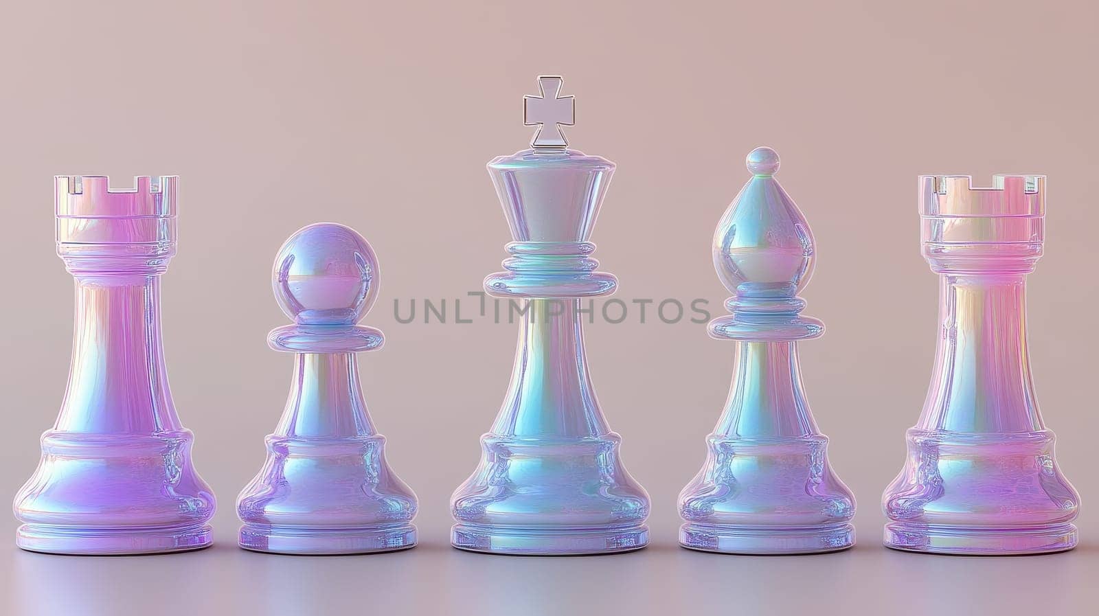 Iridescent Chess Pieces, Strategy and Beauty