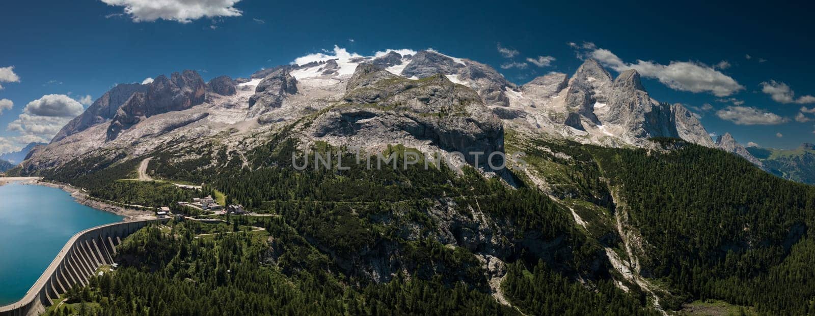 Wide panorama to the Marmolada Massif, Dolomiti, Italy