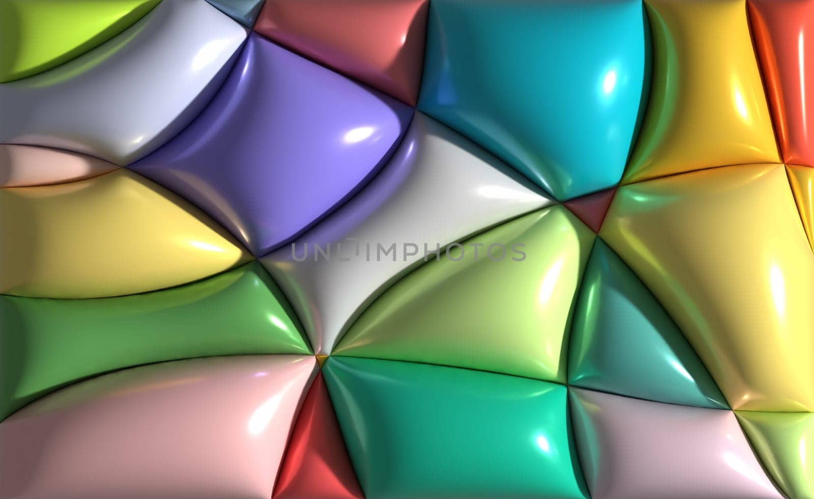 Abstract background with inflated figures, 3D rendering illustration