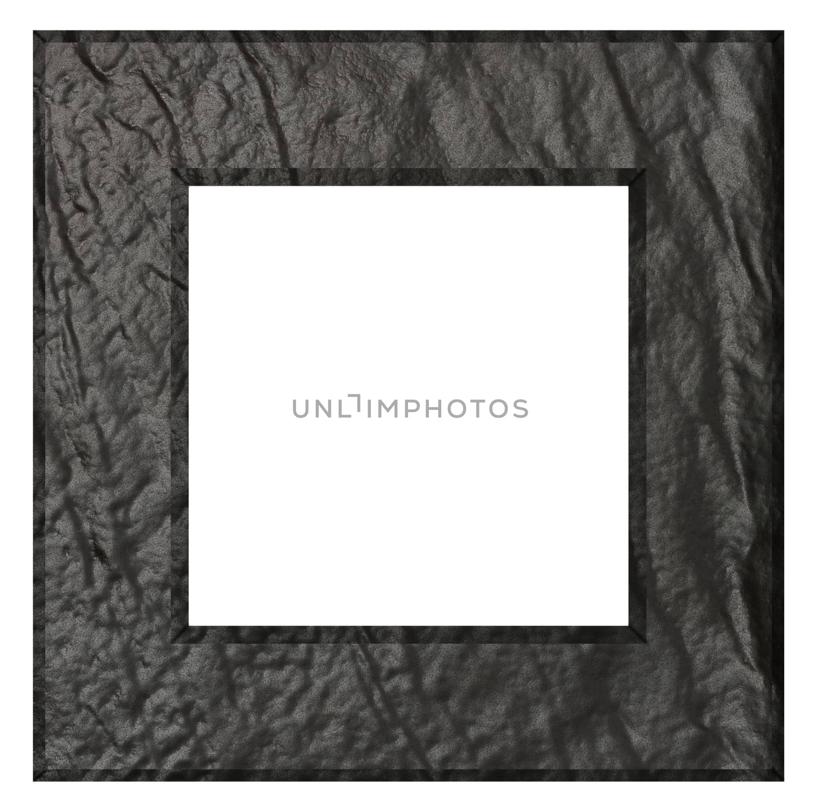 Square black stone frame for photos and paintings on isolated background