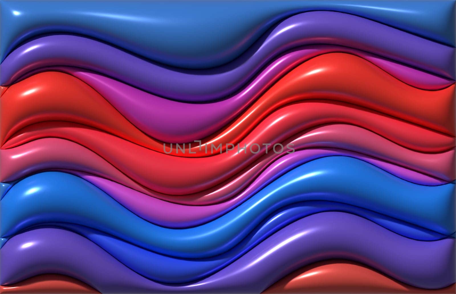 Abstract image with smooth, wavy lines with a glossy effect, sense of three-dimensionality and iridescence, 3D rendering illustration