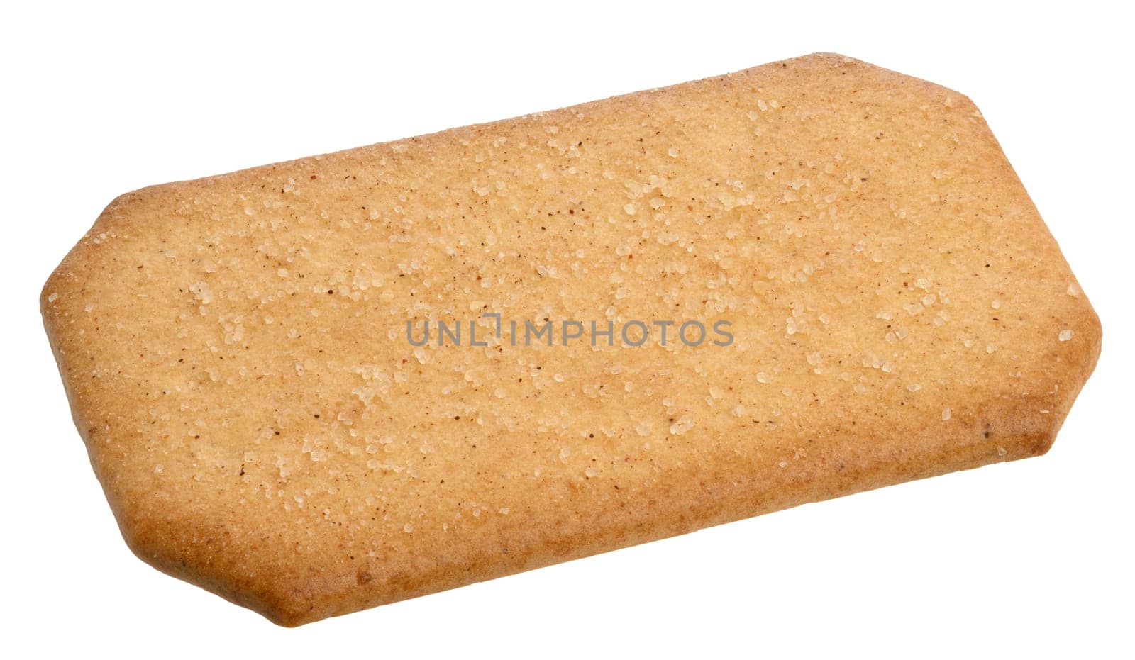 Rectangular baked cookies sprinkled with sugar on isolated background