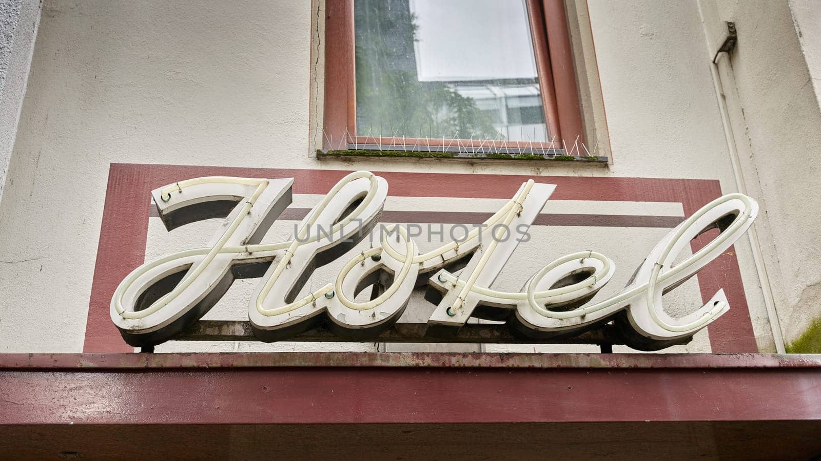 Retro neon sign for a hotel in the city center of Cologne in Germany
