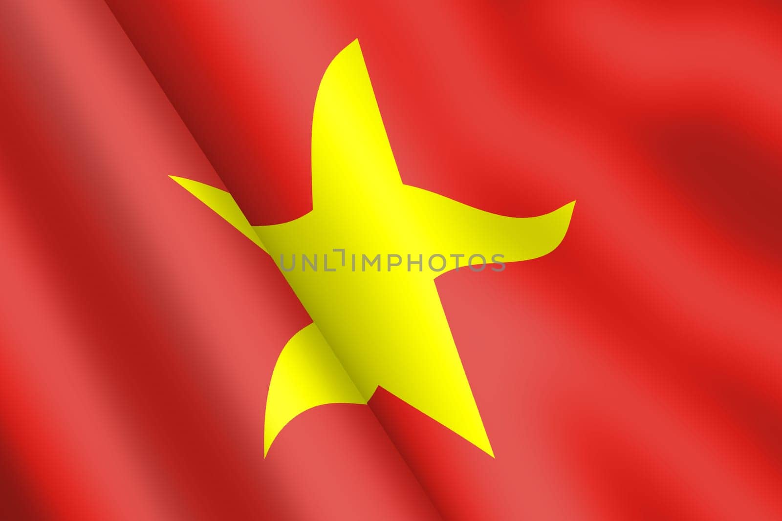 A Socialist Republic of Vietnam flag 3d illustration wind ripple