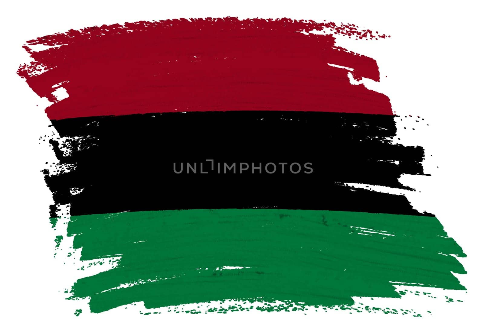 An African American flag background paint splash brushstroke 3d illustration with clipping path