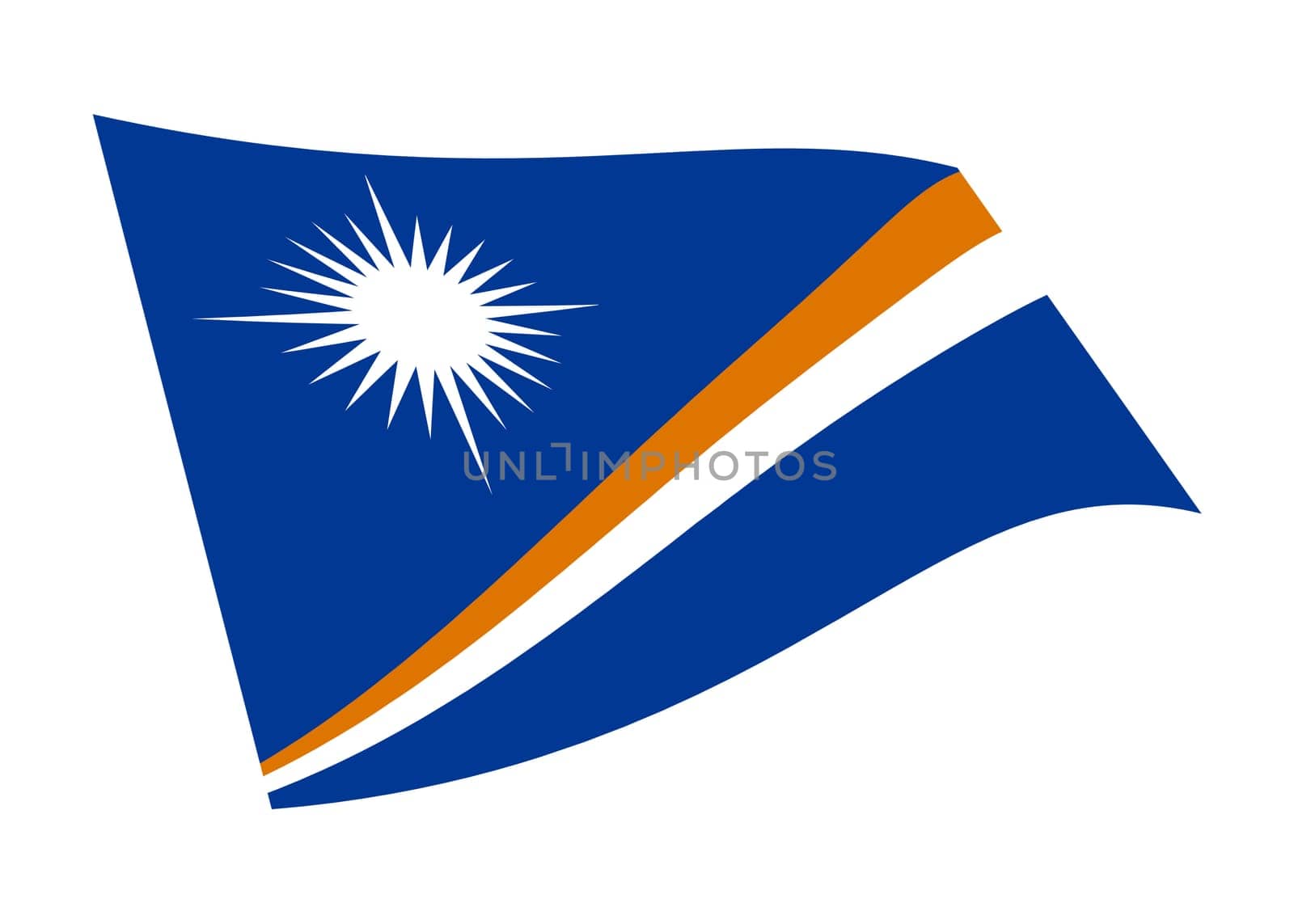 A Marshall Islands waving flag 3d illustration isolated on white with clipping path