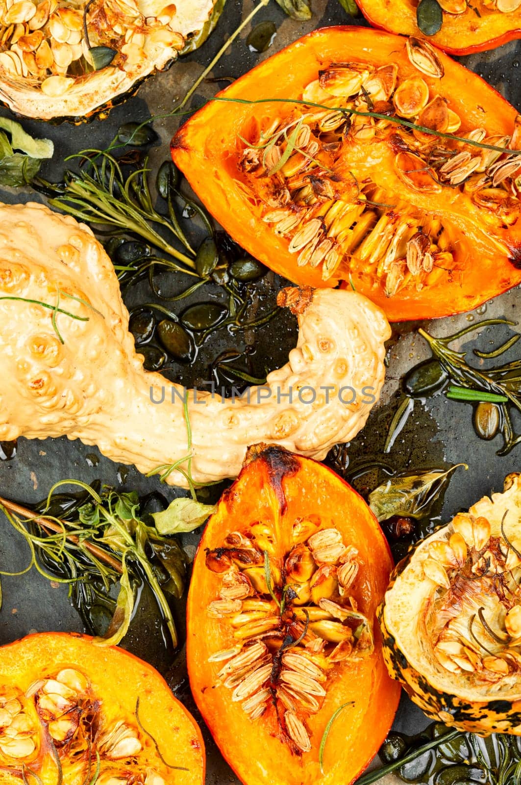 Freshly baked and juicy of pumpkin. Homemade roasted acorn squash