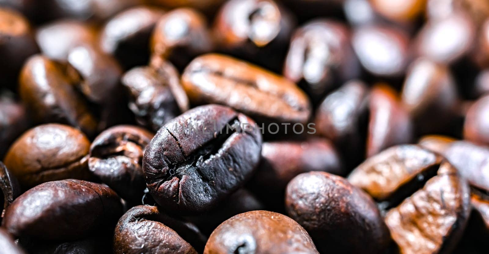 Close up of roasted coffee beans.