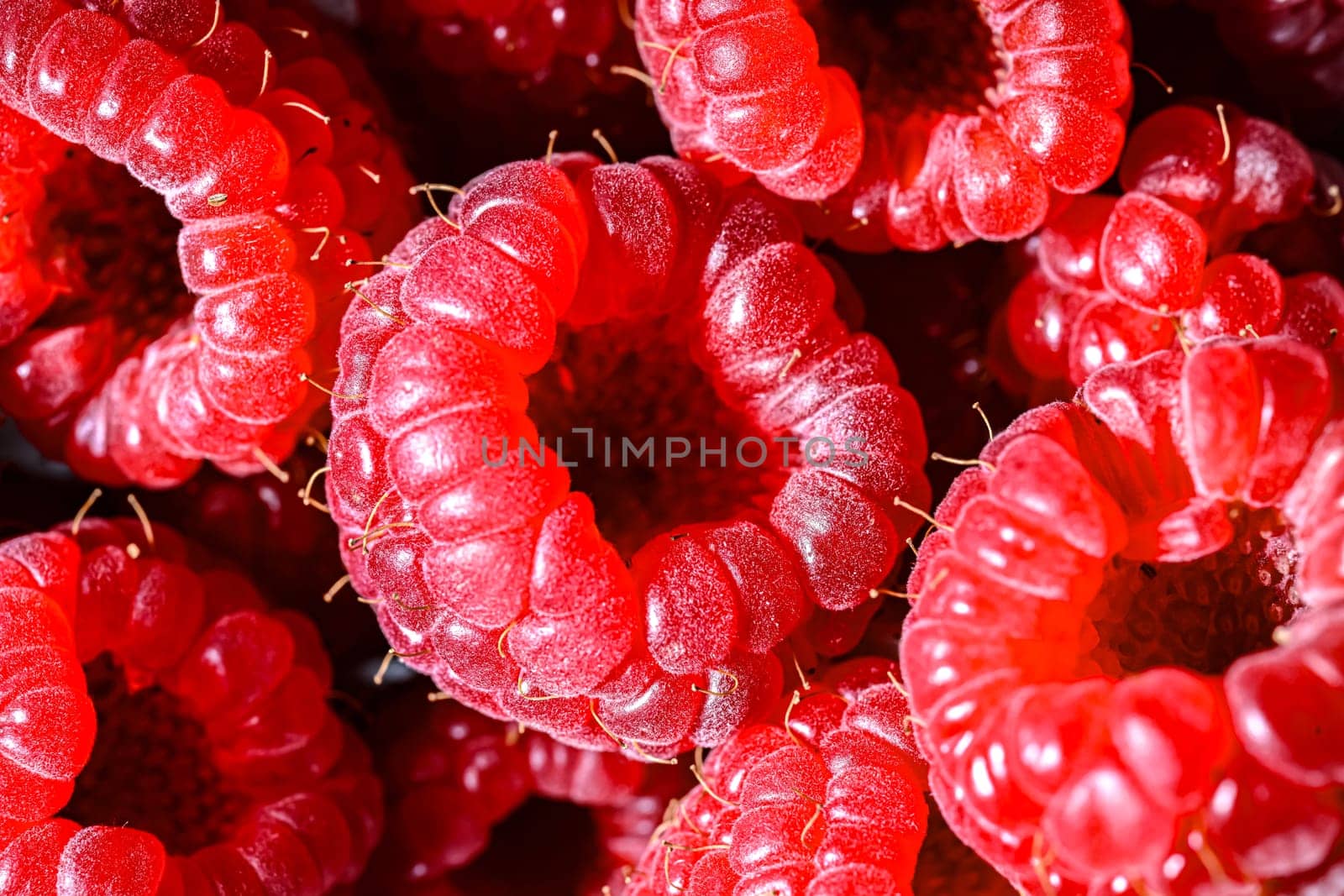 Close up of fresh raspberries.