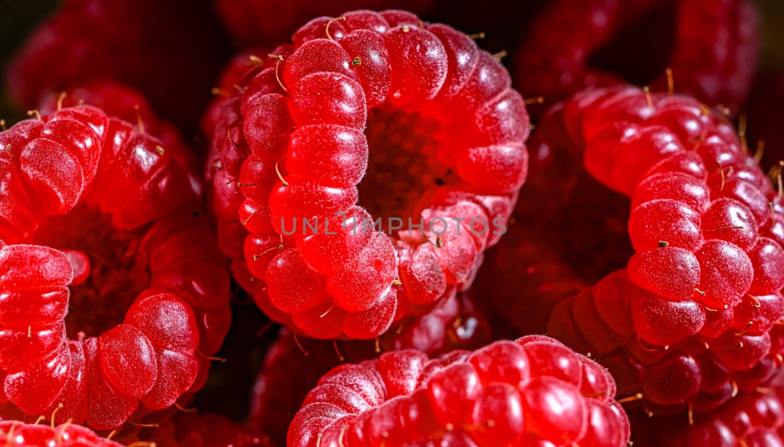 Close up of fresh raspberries.