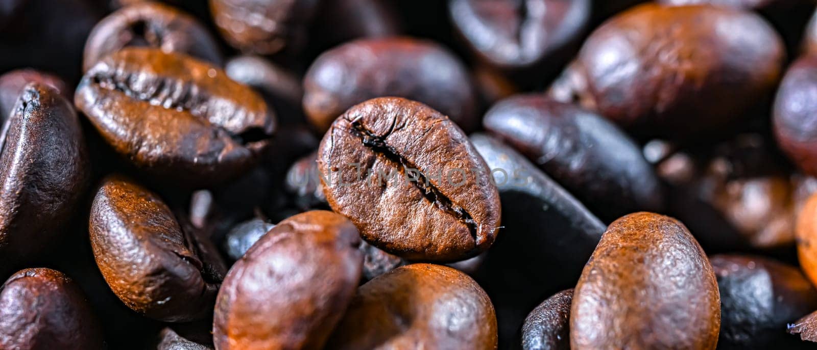 Close up of roasted coffee beans.