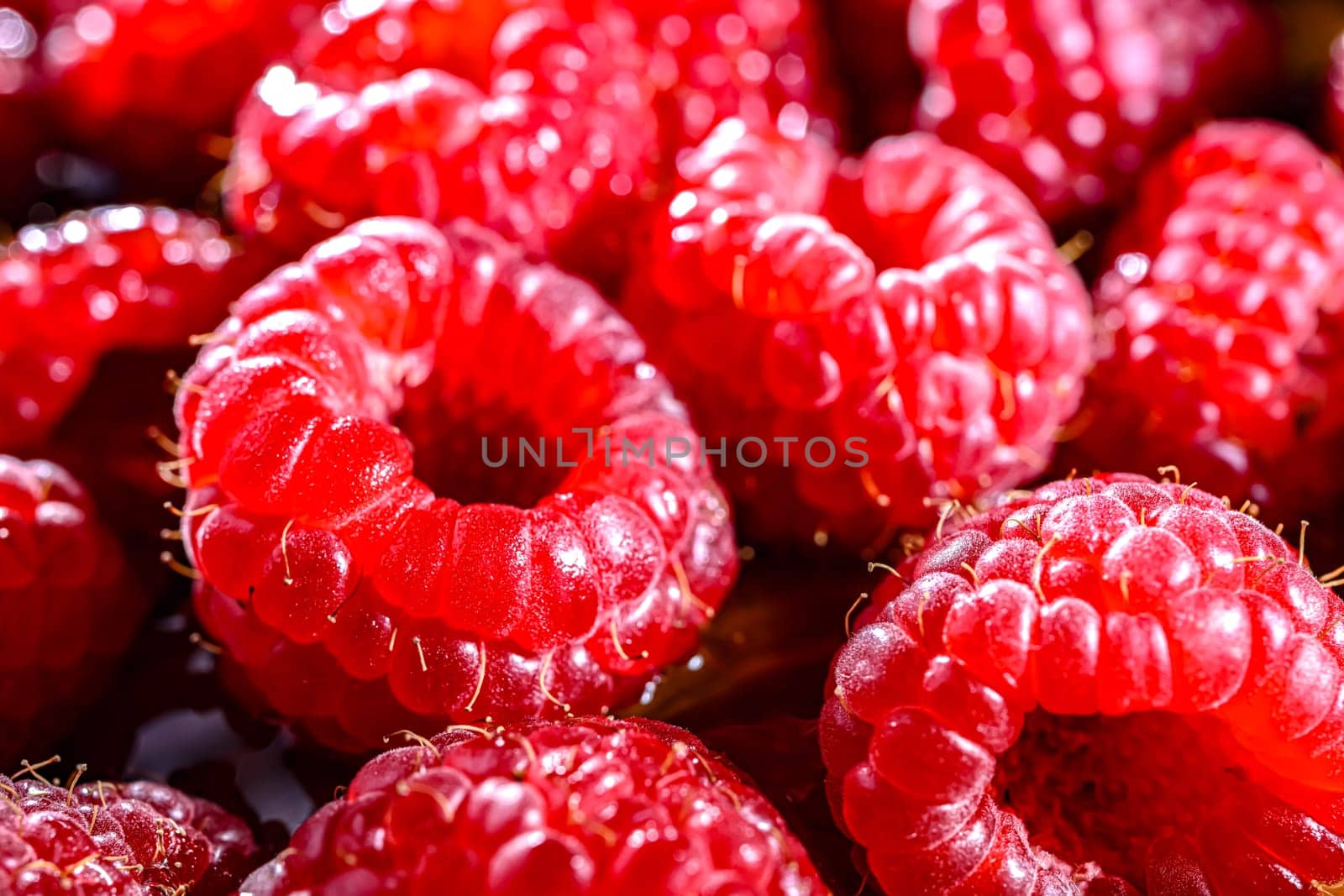 Close up of fresh raspberries.