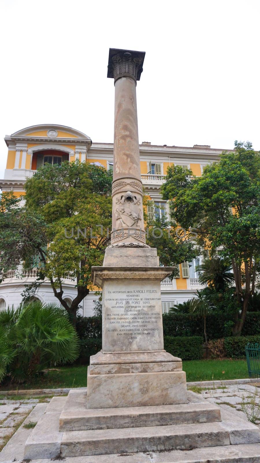 Nice, France - September 22, 2024: A Karoli Felicis column - Beautiful architecture of Nice, south of France