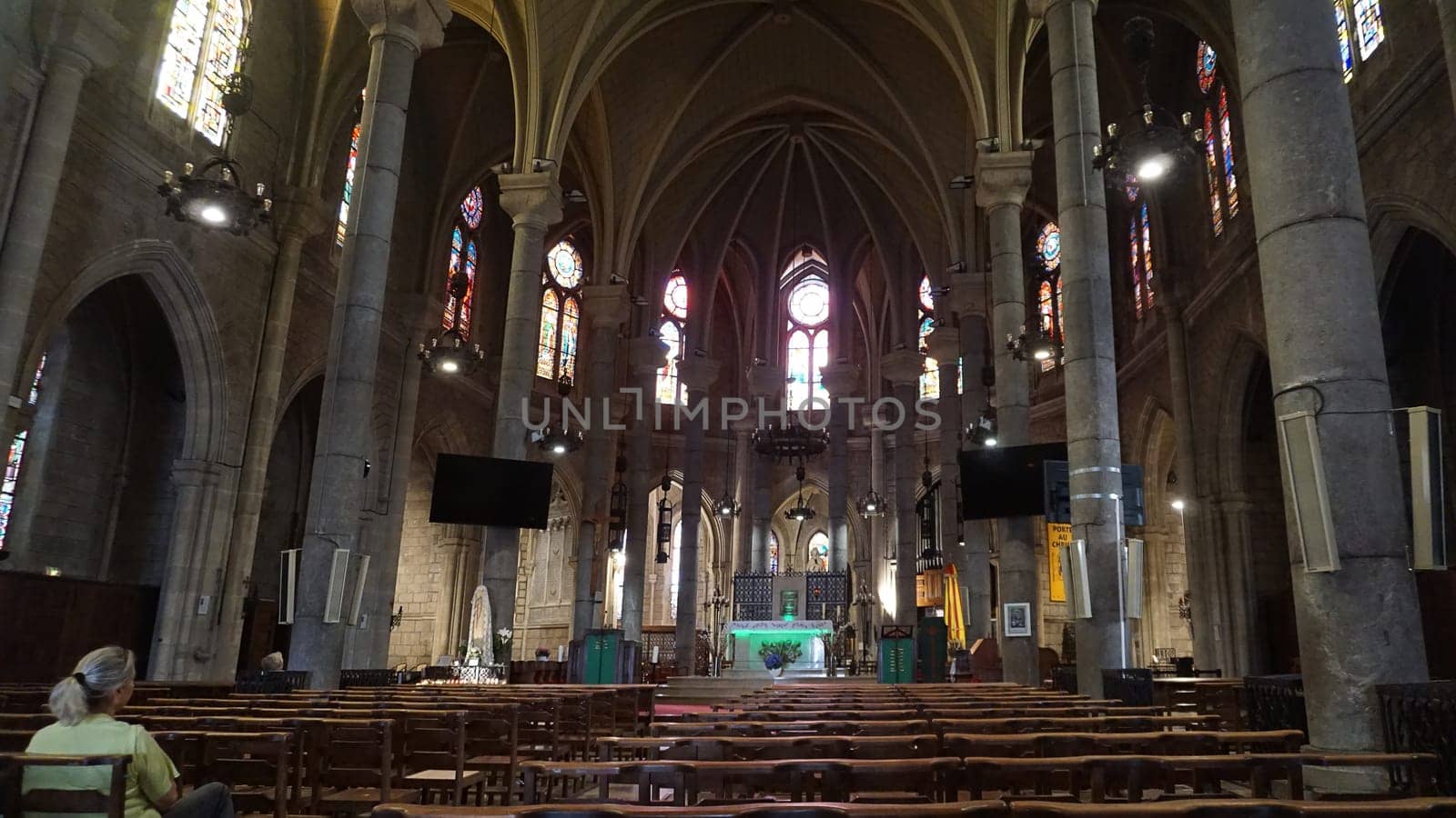 Nice, France - September 22, 2024: Interior of Basilique Notre Dame in Nice, France