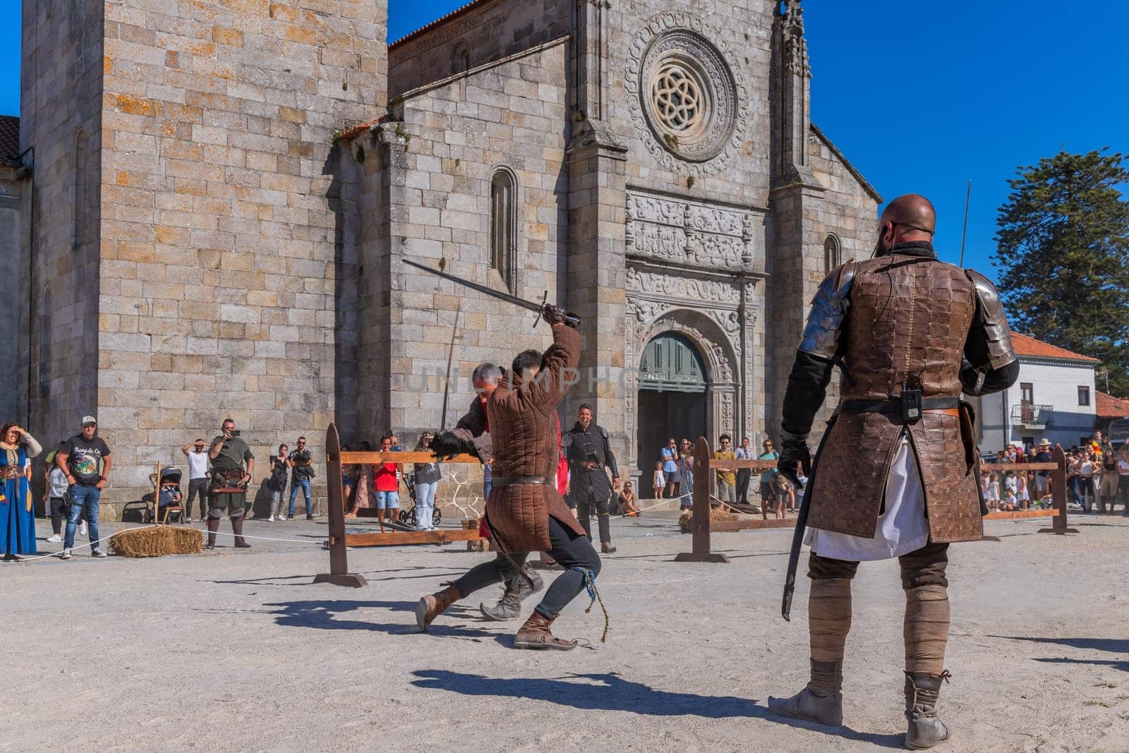 Caminha, Portugal - July 27, 2024: Caminha during the Medieval Fair reenactment. Caminha is a town in the north of Portugal, and very popular among tourists.