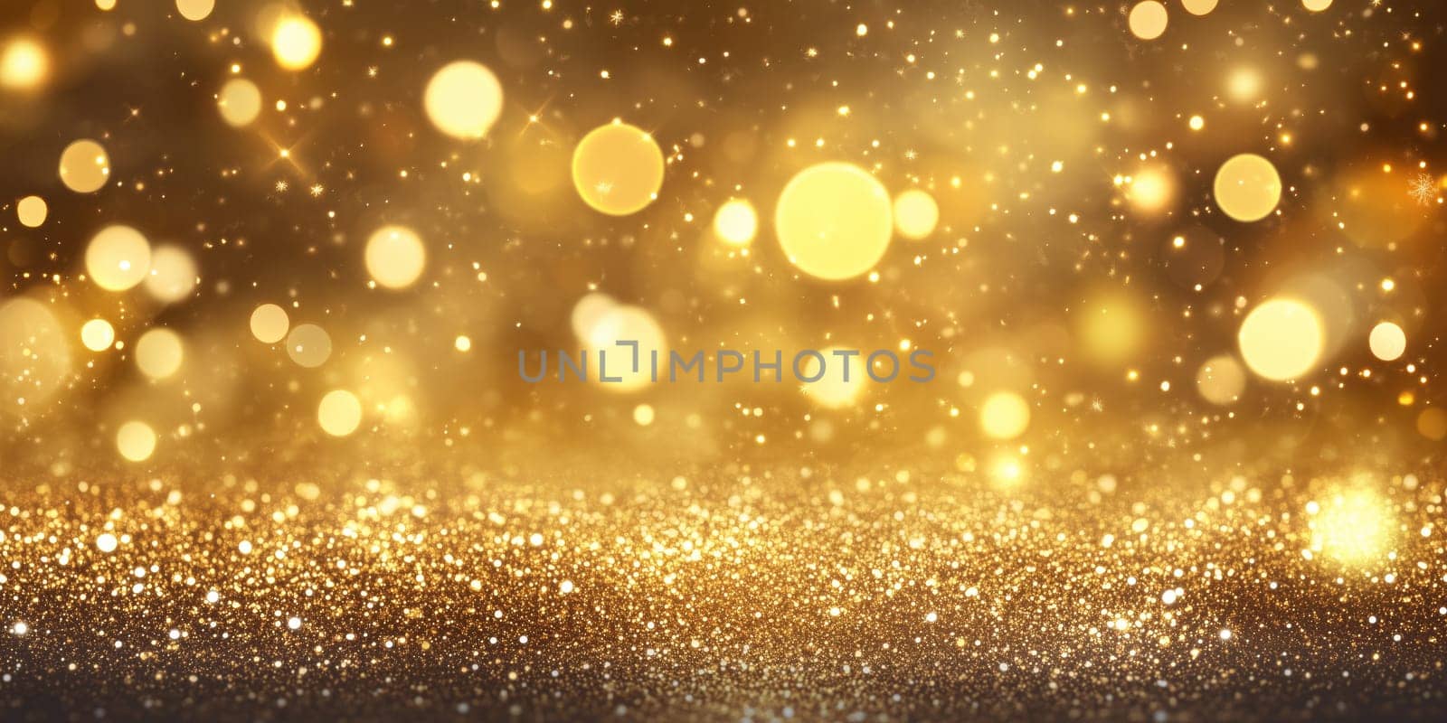 Christmas golden background card with copyspace copy space decoration panorama created with generative ai