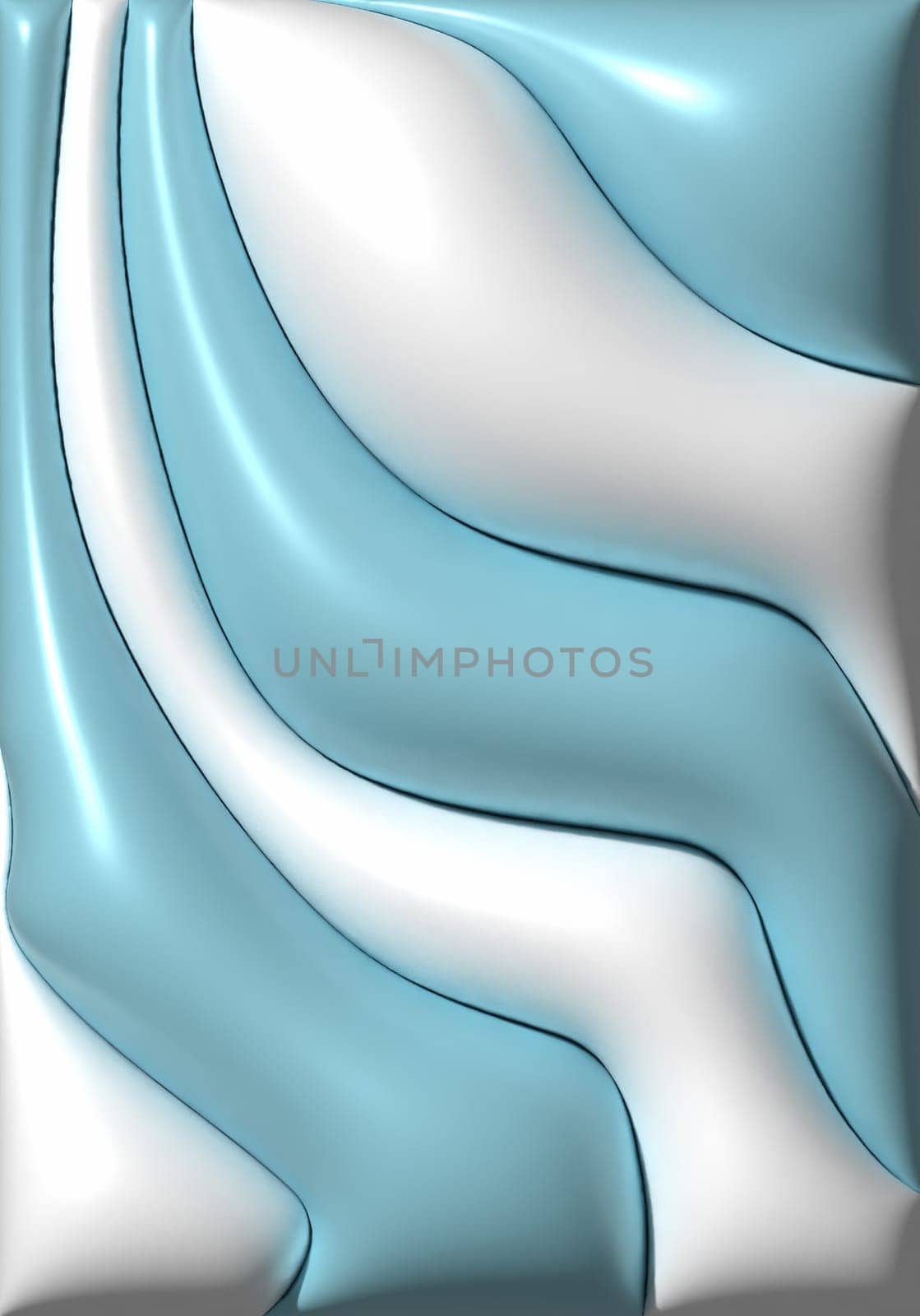 White and blue inflated figures with shiny surface, 3D rendering illustration