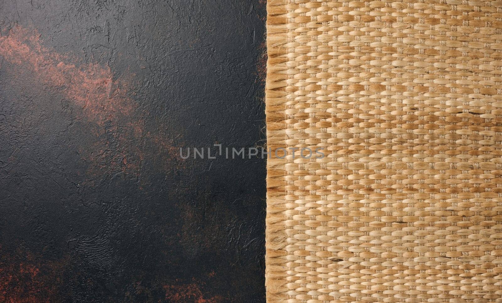 Black background and kitchen mat, copy space
