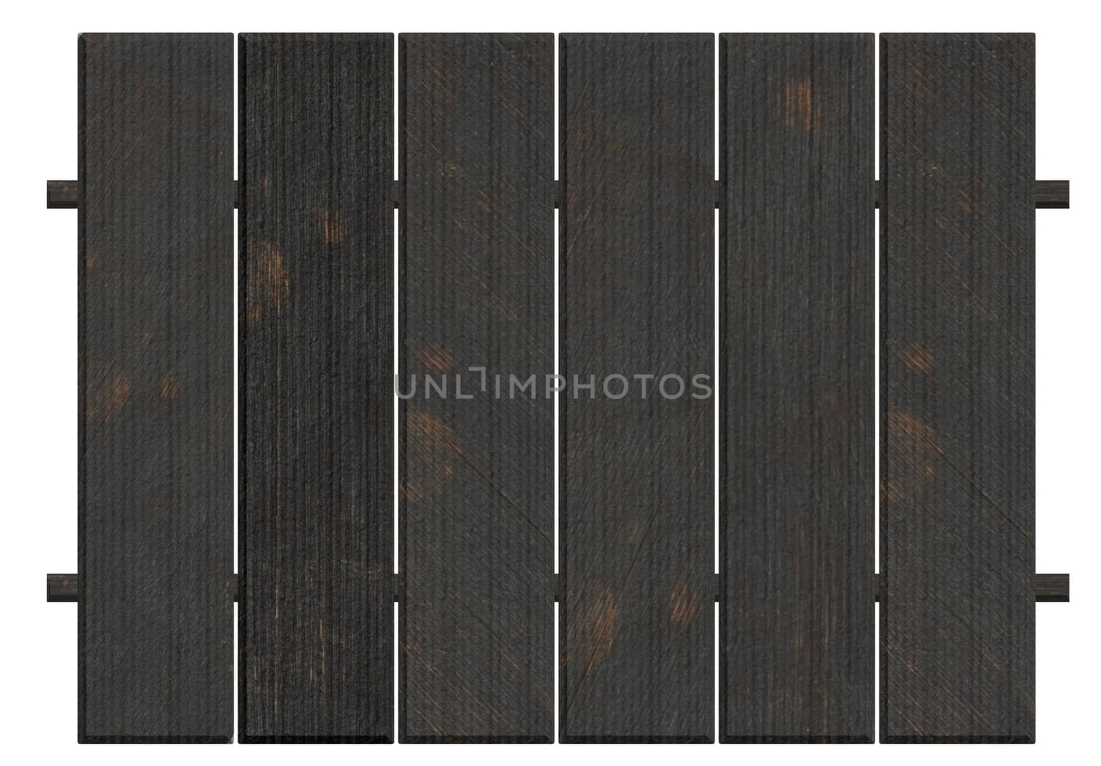 Fence made of brown old wooden planks on isolated background