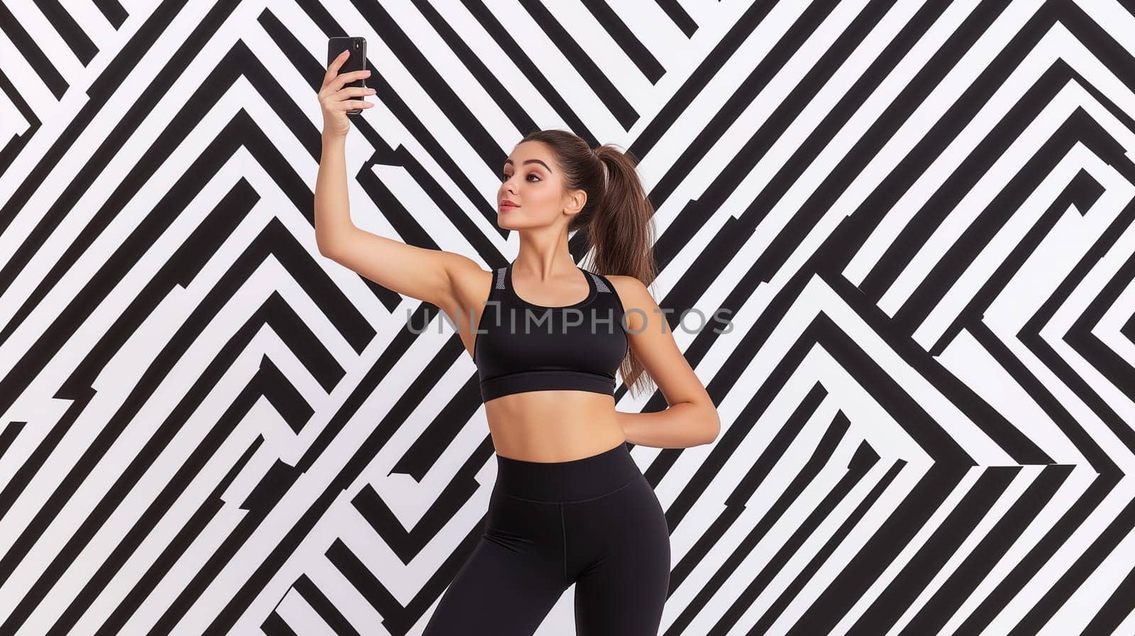 Female athlete taking selfie . Sporty fitness concept.