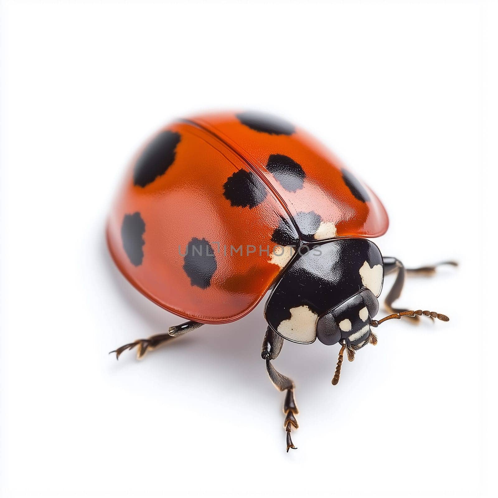ladybug or Coccinella septempunctata on white background