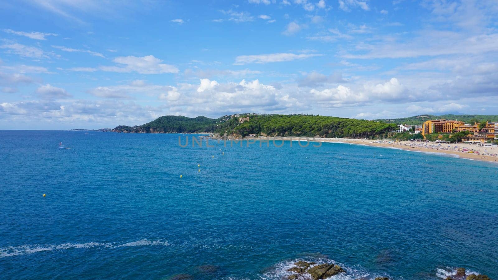 Fenals beach in Lloret de Mar in the Costa Brava, Catalonia at Spain