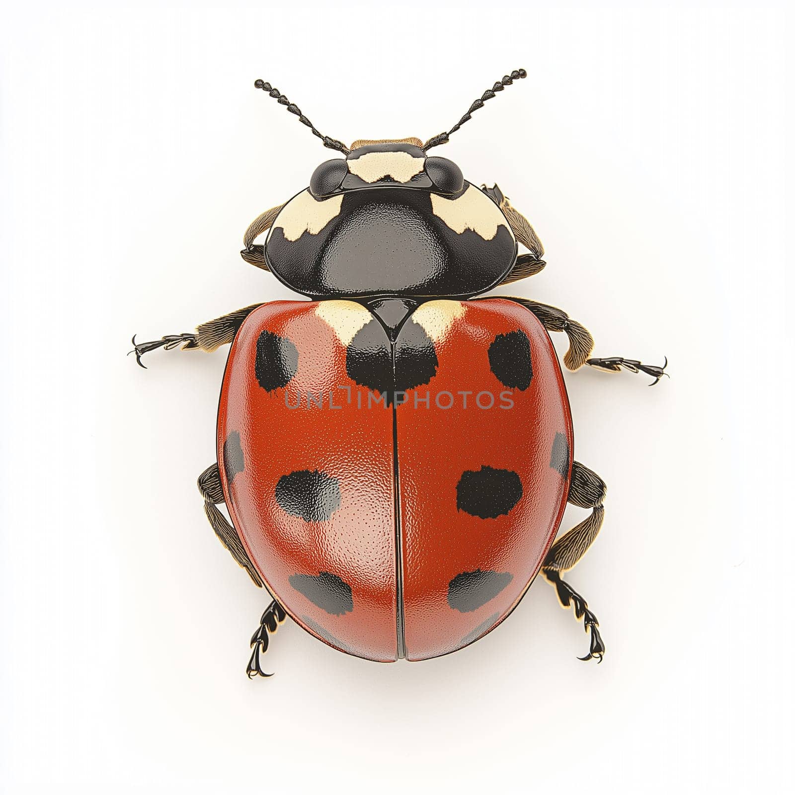 ladybug or Coccinella septempunctata on white background