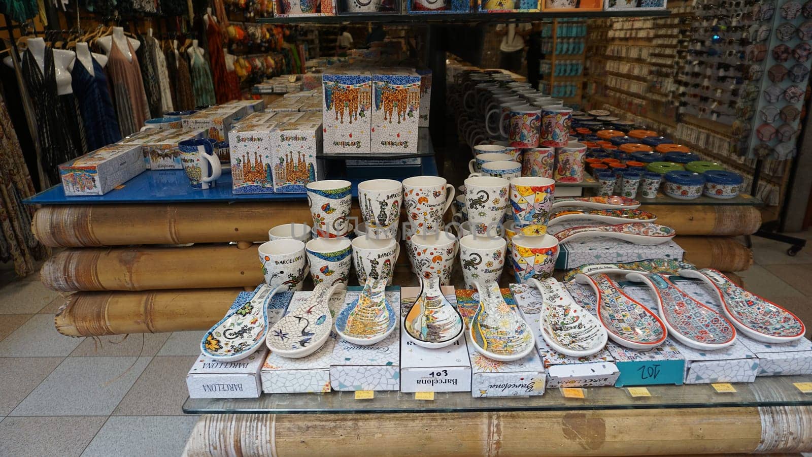 Lloret de mar, Spain - September 20, 2024: Souvenirs shop of Lloret de Mar at Spain