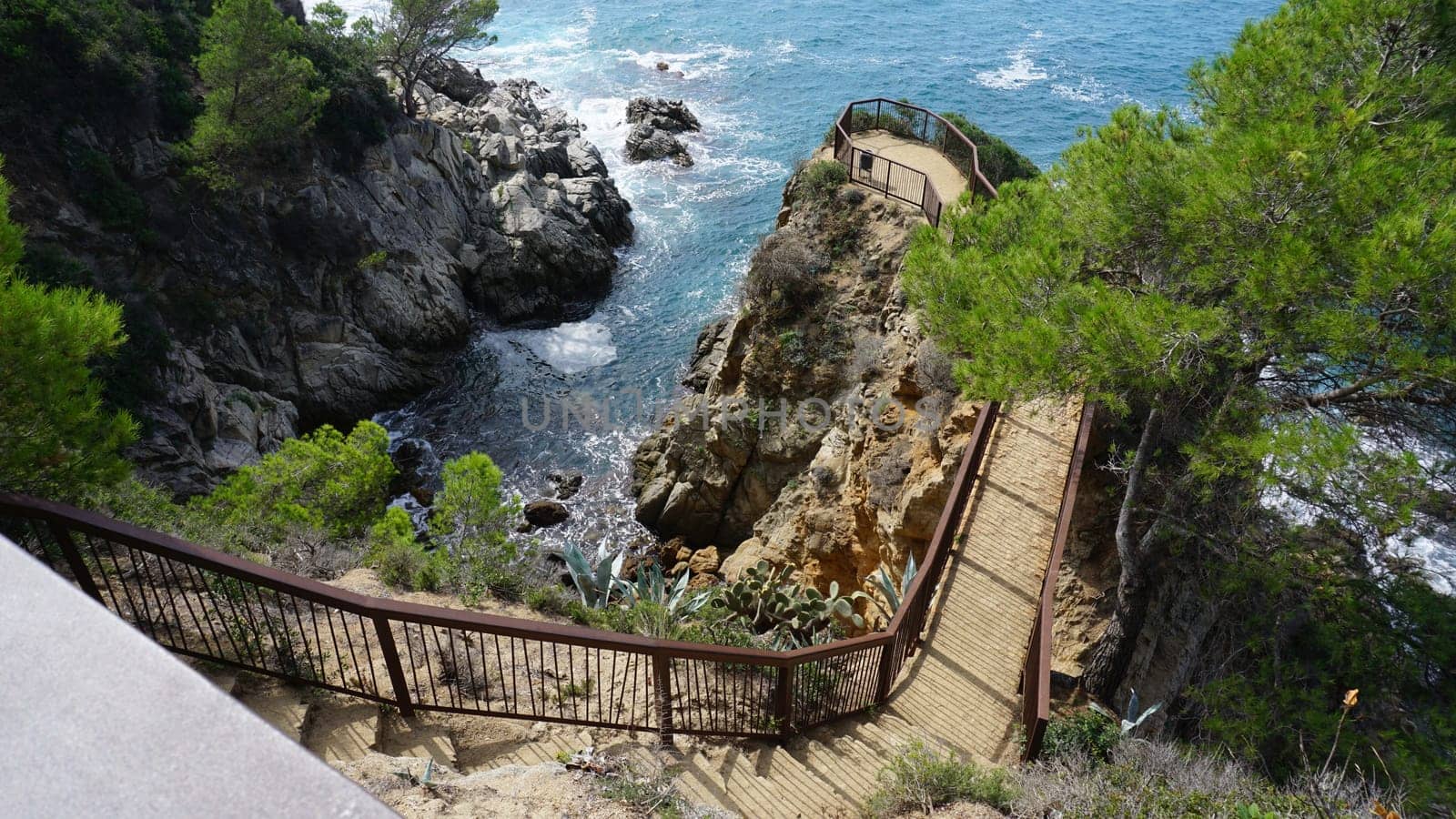 View of the sea coast in Lloret de Mar, Costa Brava, Catalonia at Spain.