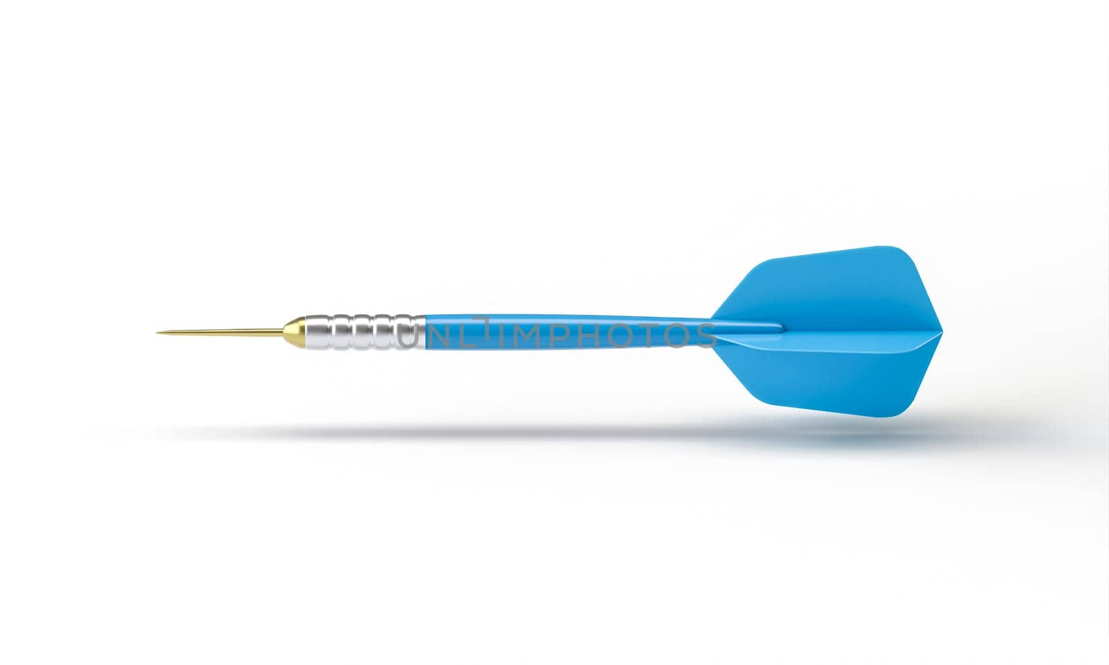 Blue dart  pointing  left side, ready to hit the target on white 3d