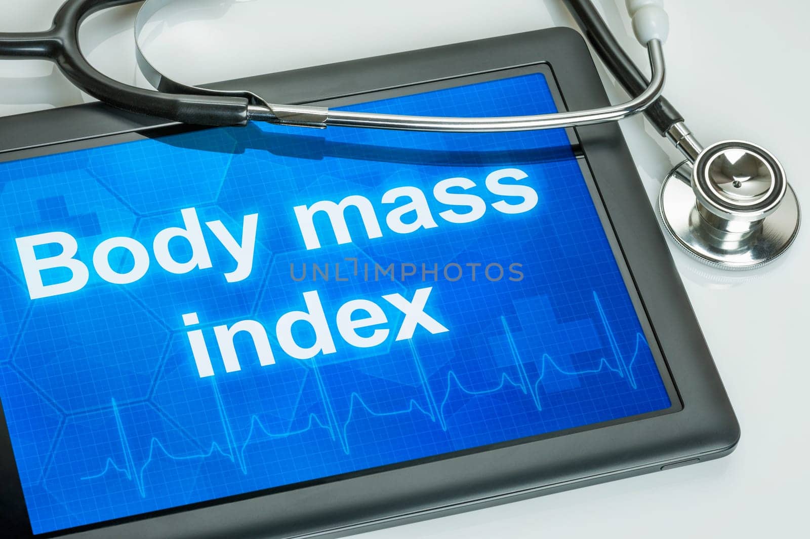 Tablet with the text Body mass index on the display